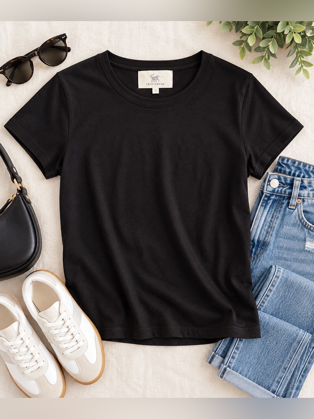 Printfresh Black 100% Cotton Classic Crew Neck T-Shirt Women’s M